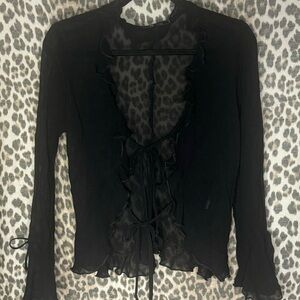 Black sheer ruffle cover up